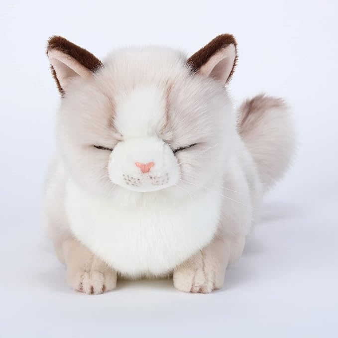 CU-MATE Adorable Stuffed Animals Cat -Handmade Plush Soft Cat -Present Gift for Boys/Girls (Sleeping Ragdoll Cat)