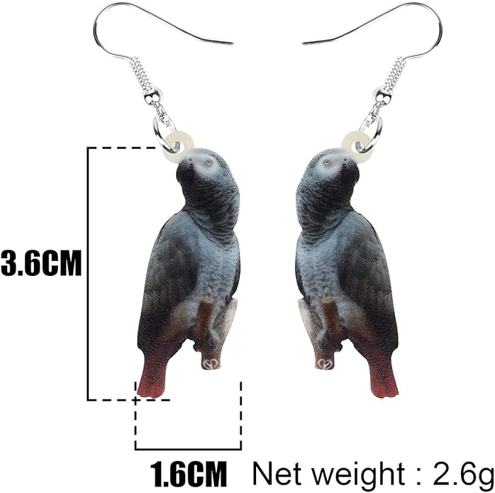 NEWEI Acrylic Cockatiel Gifts Cute Parrot Earrings Dangle for Women Bird Lovers Jewelry Ornament Charms