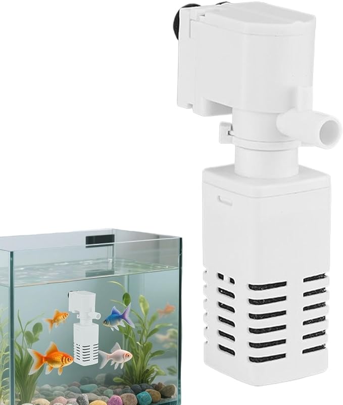 Aquarium Pump Filter, Submersible Water Cleaner, Oxygen Circulation System, Adjustable Flow Motor Device, Silent Tank Purifier Unit, Betta Turtle Shrimp Freshwater Home Use Kit
