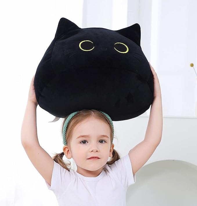 WeBingo Black Cat Plush Toy 16'', Giant Cat Stuffed Animal Plushies Pillow for Girl Boy Kid Adult, Large Big Soft Gift for Birthday Christmas Valentine's Day Home Decor