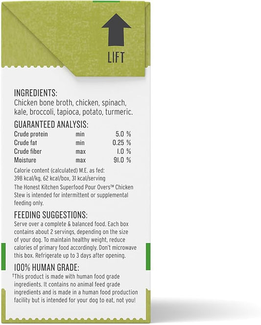 The Honest Kitchen Human Grade Superfood POUR OVERS Wet Toppers for Dogs (12 Pack), 5.5 oz - Chicken Stew