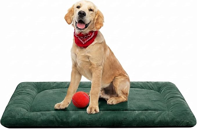 Dog Beds Crate Pad for Medium/Large Dogs Fit Metal,Ultra Soft, Washable & Anti-Slip Kennel Pad for Dogs Cozy Sleeping Mat,Green 36inch