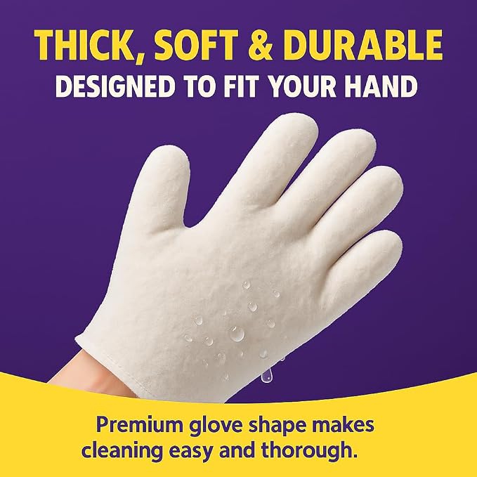 Rabbit Bath Wipes - Disposable Glove Design, Waterless No-Blow Clean, for Bunny Paws, Fur, Bottoms & Sensitive Areas, 6-Count (Pet Gloves Wipes 4 Packs (24 Pieces))