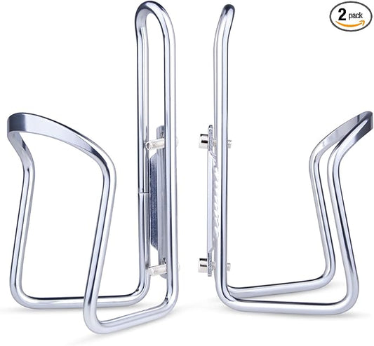FiveBox Bike Water Bottle Cage, 2Pack Cycling Bicycle Water Bottle Cage Holder Bracket for Mountain Bike MTB Road Bike, Bike Accessories, Made of Lightweight Aluminum Alloy (Silver)