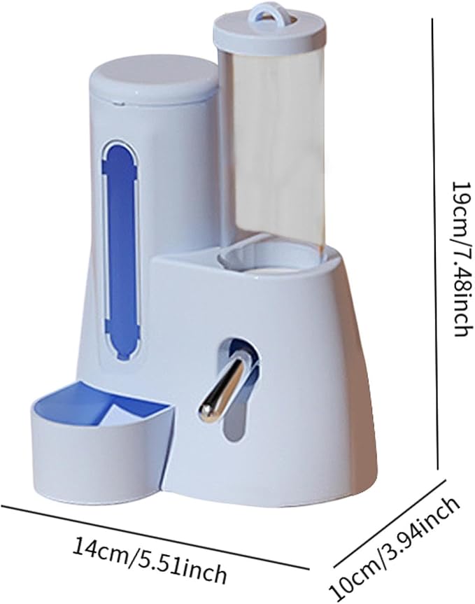 Baoblaze Automatic Hamster Feeder Food Dispenser Hamster Water Bottle Lightweight Clear Food Container for Ferrets Gerbils Chinchillas, Blue, 125ml