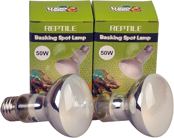 LUCKY HERP Reptile Basking Spot Lamp,Daylight Heat Bulb,2-Pack (50W)