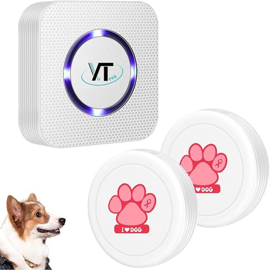 Dog Bell for Door Potty Training Wireless Dog Door Bell with Waterproof Touch Button Doggie Bells for Dogs to Ring to Go Outside (Two Button One Receiver)