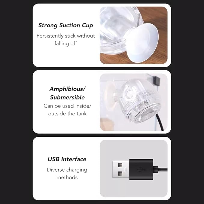 GLOGLOW Aquarium LED Light, Submersible Color Changing Fish Tank Light USB Night Spot Lamp for Freshwater Saltwater Tanks Reef Fish Decoration(Colorful)