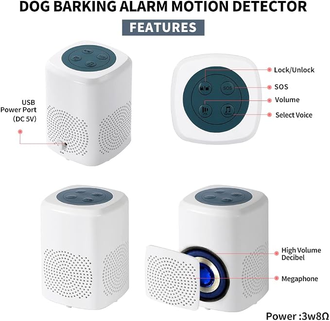 Dog Barking Alarm Motion Detector Outdoor Barking Motion Sensor 1000 FT Range Dog Alarm Home Security