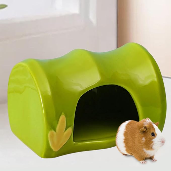Gralara Ceramic Hamster House Hideout Habitat Decorations, Creative Tiny Hut Cave, Nest for Gerbils Rats Chinchillas Squirrel Rabbits, 10.2x8.7x3cm