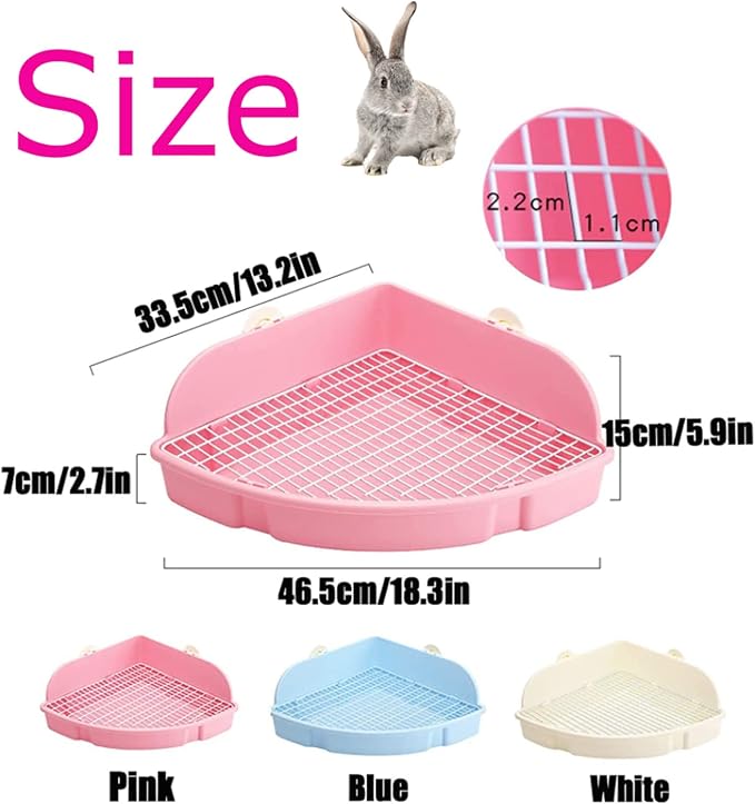 PINVNBY Large Rabbit Litter Box Small Animal Cage Toilet Pet Potty Bunny Corner Litter Box Trainer Bigger Pan Fan Shape Litter Boxes for Adult Ferret Guinea Pigs Chinchilla Galesaur (Pink)