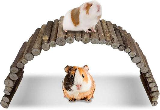 Hamiledyi Hamster Bridge Wood Hamster Climbing Ladder Rat Ladder Bridge Small Animals Cage Accessories for Dwarf Syrian Hamster Mice Gerbils Sugar Glider Wooden Hideout Toy (25.6×3.5IN)