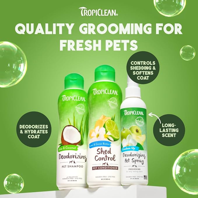 TropiClean Deodorizing Dog Shampoo for Smelly Dogs, Professional Dog Shampoo, Powerful Odor Control, Puppy Safe, Aloe & Coconut Scent, 1 Gallon
