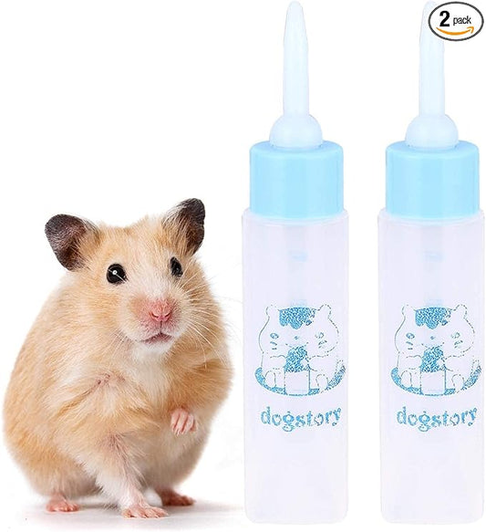 Jeanoko 2PCS 30ML Baby Bottle Feeder for Hamsters Super Small Hedgehog Squirrel Chinchilla Pet Newborn Hamster Nurser Puppy Kittens Nursing Feeding Water Milk(Heaven Blue)