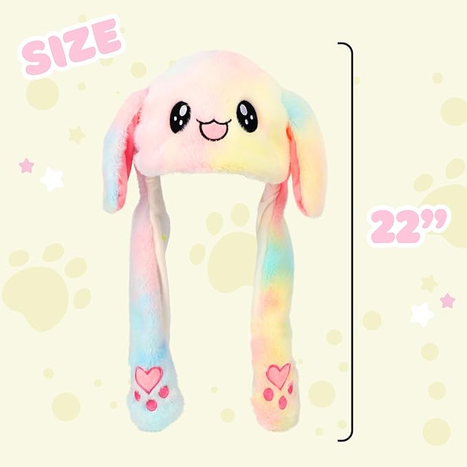 Bubblepompom Animal Hat with Ears Moving Jumping Pop Up Beating Hat Plush Holiday Cosplay Dress Up Funny Gift for Kids