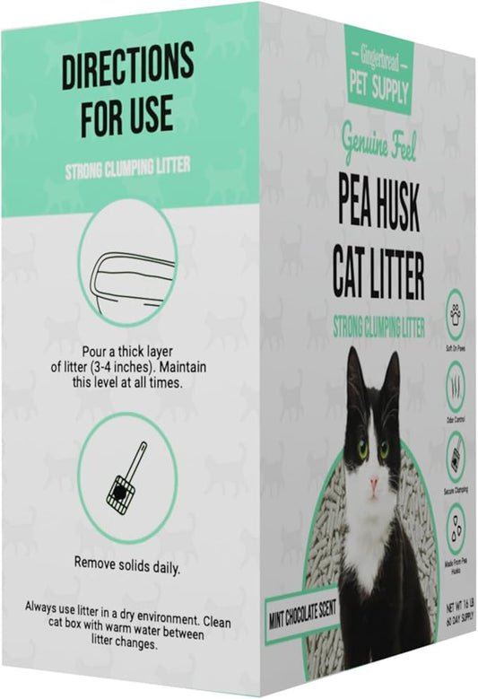 Premium Pea Husk Scented Cat Litter for Happy and Healthy Cats. (Mint Chocolate Chip)(15 lbs)