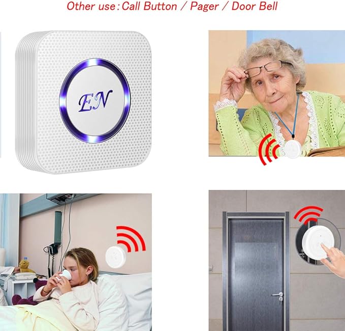 Dog Door Bell Wireless Doggie Doorbells for Potty Training with Waterproof Touch Button Dog Bells Included 1 Receiver and 3 Transmitters (White)