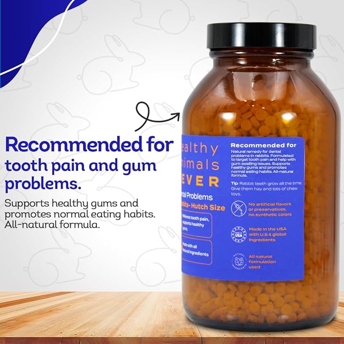 HA4E - Rabbit Dental Problems Treatment - Preventive Care for Dental Issues & Overgrown Teeth - Promotes Oral Health - Natural Homeopathic Formula - Pellets, Hutch Size (Extra Large)