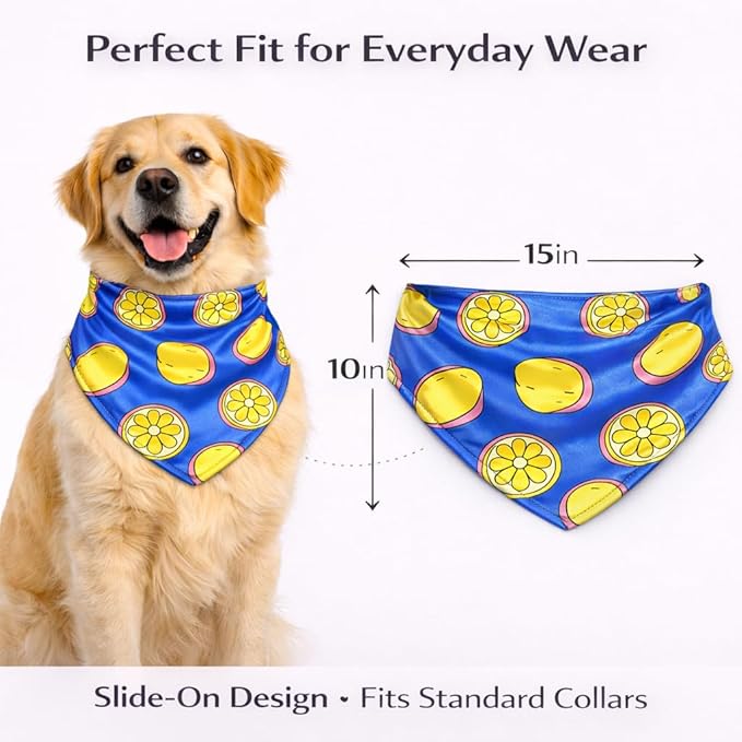 Luxury Satin Dog Bandana – Slip-On Collar Style, Premium Pet Scarf for Medium, Large & XL Dogs – Special Occasion Accessory (Collar Not Included) (Medium - Extra Large, Lemon Luxe - Satin)