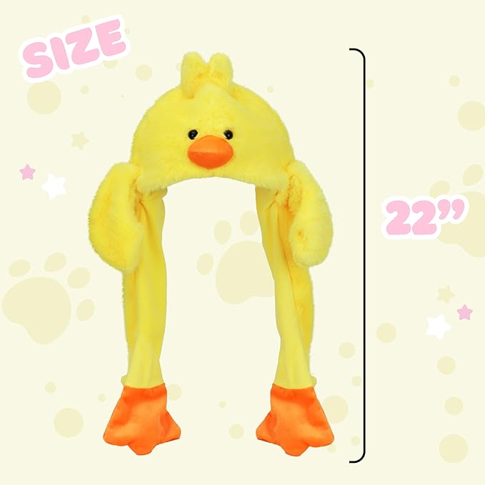 Bubblepompom Animal Hat with Ears Moving Jumping Pop Up Beating Hat Plush Holiday Cosplay Dress Up Funny Gift for Kids