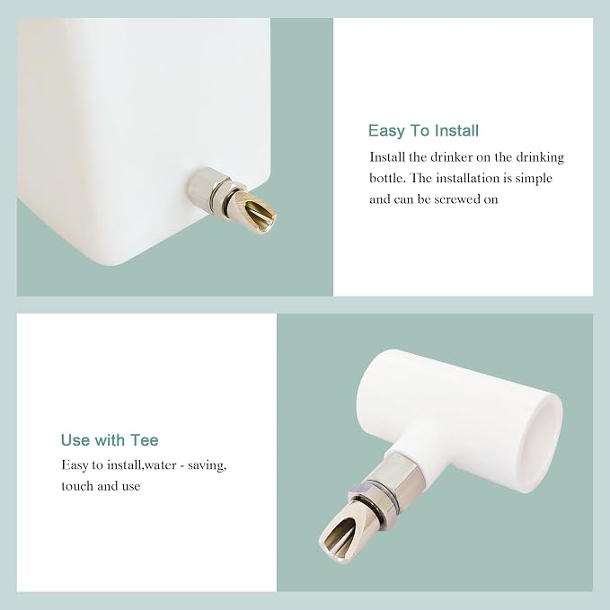Threaded Stainless Steel Rabbit Nipples Rodent Nipples Waterer Automatic Rabbit Waterer Watering System Animal Supplies Breeding Supplies (Grey, 6)