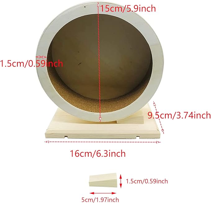 Hamster Wooden Running Wheel, Wooden Small Pets Exercise Wheel, Running Spinner Wheel Play Toy for Rat Gerbil Mice Chinchillas Hedgehogs Guinea Pigs, S