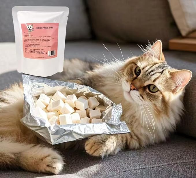 Fangool 1.76oz,Chicken Freeze Dried,Freeze-Dried Raw Chicken,Granules,Cat Treats Healthy Treats,High Protein
