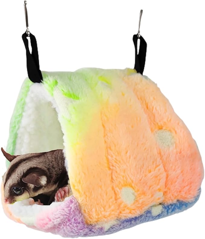 Cotton Guinea Pig Rat Hammock, Colorful Hamster Hanging Nest Warm Hideout Cage for Small Animals Sugar Glider Parrot Ferret (Colorful,Medium)