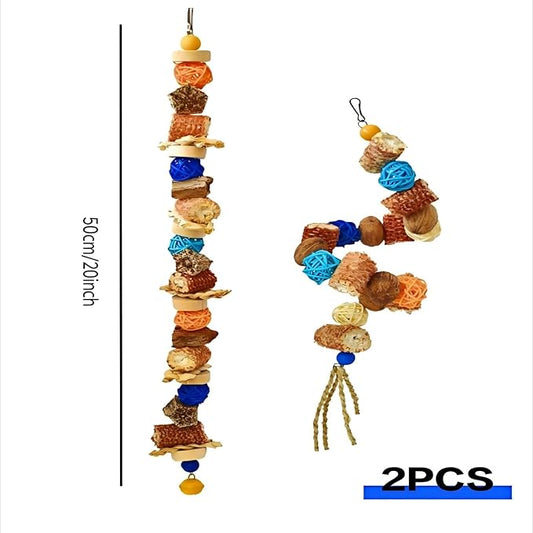 Natural Bird Rope Perches, Parakeet Swing Chew Toy, Birdcage Hanging Toy for Conure Cockatiel Budgies Lovebird Parrot
