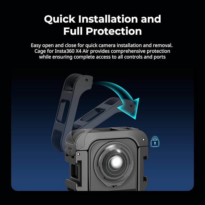 SmallRig Cage for Insta360 X4 Air, Plastic Protective Case for Insta360 X4 Air, Built-in Cold Shoe Mounts & 1/4" Locating Hole, with Silicone Lens Cover - 5940