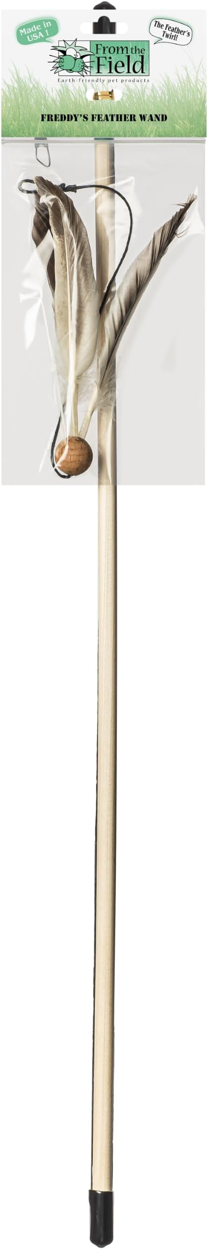 from The Field | Freddy's Feather Wand Interactive Cat Toy | Natural Duck Feather & Cork Ball for Cats | Eco-Friendly, Safe, and USA-Made | Engaging Play for Indoor Cats | Encourages Exercise