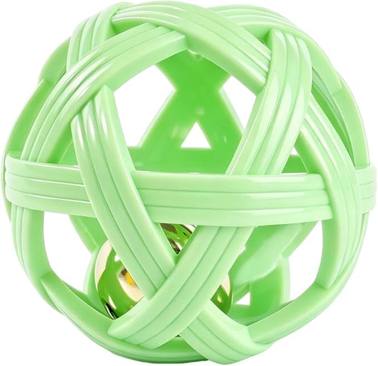 Dog Toy Ball with Bell, TPR Chew Resistant Interactive Fetch Toy for Small to Medium Dogs& Puppies, Lightweight Bouncy Cage-Style Puppy Ball for Boredom Relief & Teething