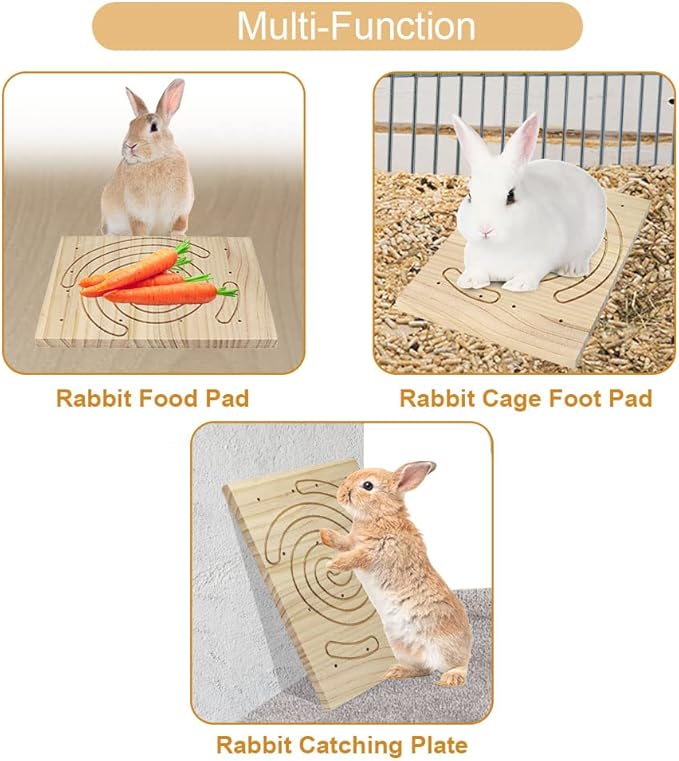 Litewoo Rabbit Scratch Board Foot Pad Mat Chew Toy Grinding Claws Teeth Natural Wood for Small Animal Rabbit Hamster Chinchilla Guinea Pig Ferret Gerbil Bunny Rat Cage Accessories (A)