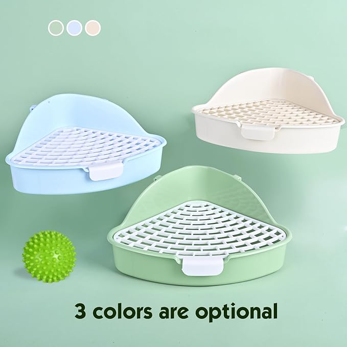 RUBYHOME Triangle Rabbit Litter Box Bunny Potty Training Corner Small Animal Toilet Litter Box Pet Toilet Bedding Pee Pan Tray for Baby Rabbit,Guinea Pigs,Chinchillas,Ferrets