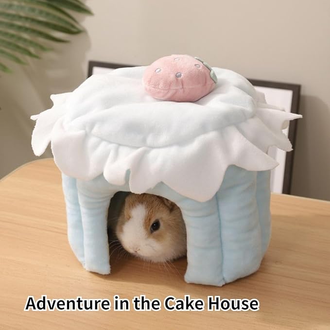 Cake Shaped Guinea Pig Hideout Tunnel, Cage Accessories for Bunny, Hamster, Chinchilla, Ferret, Rabbit and Other Small Pets (Pink,L)