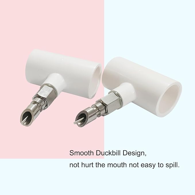 Stainless Steel Rabbit Water Nipples Metal Automatic Watering System with PVC Tee for Rat, Guinea Pig, Hamster, Ferrets (6Pcs)