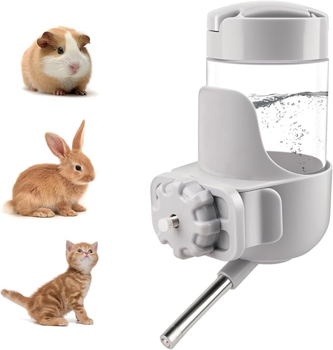 Depets Guinea Pig Water Bottle No Drip, 12 oz Small Animal Water Dispenser for Rabbit Hamster Rat Ferret Kitten, Top Refill Cage Water Bottle with Screw Fastener