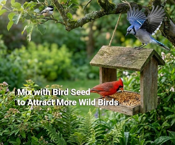 WORMSKING 2LB Dried Mealworms for Poultry, Wild Birds,Tasty Bird Food，Great Bird Watching Gift
