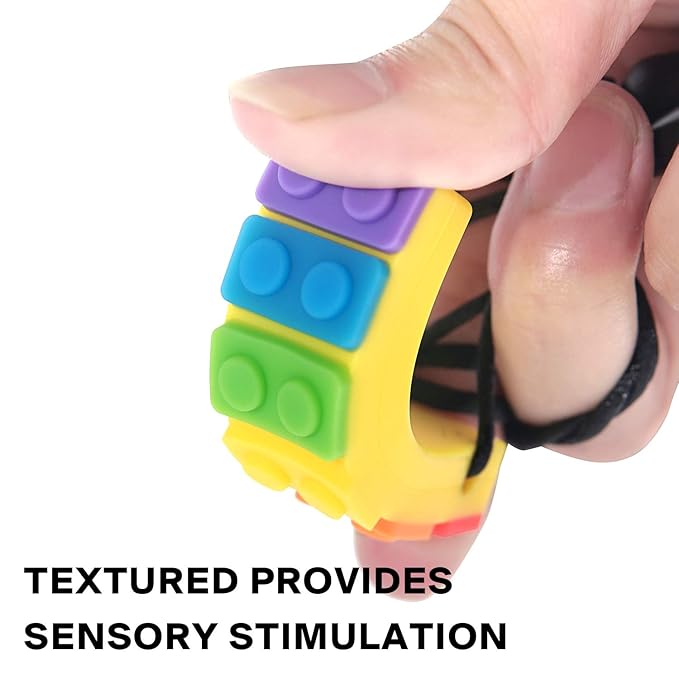 Chew Necklace for Sensory Kids, Seeway Rainbow Chewy Necklace BPA Free, Food- Grade Silicone Oral Motor Aids Chewelry Toys Sensory for Autism, ADHD, Anxiety, or Other Special Needs（5 Pack ）
