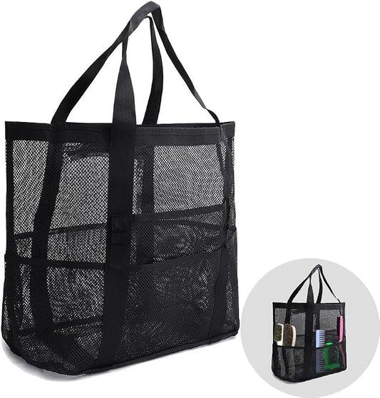 Smanllan Horse Grooming Organizer Bag,8 Pockets Waterproof Horse Grooming Tote Bag with Mesh (Black)