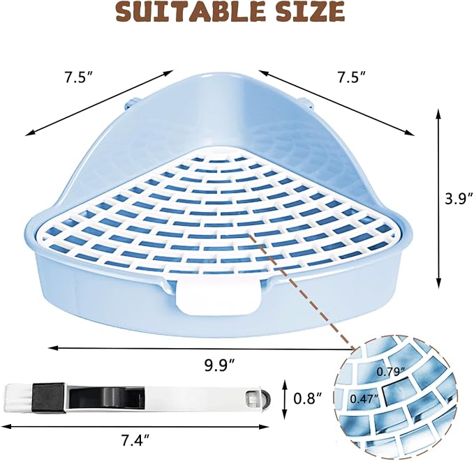 Rabbit Litter Box Bunny Corner Toilet Box for Hamster Ferret Rat Cage Pan 3.9” x 7.5” x 7.5” for Small Animals Traine Tray