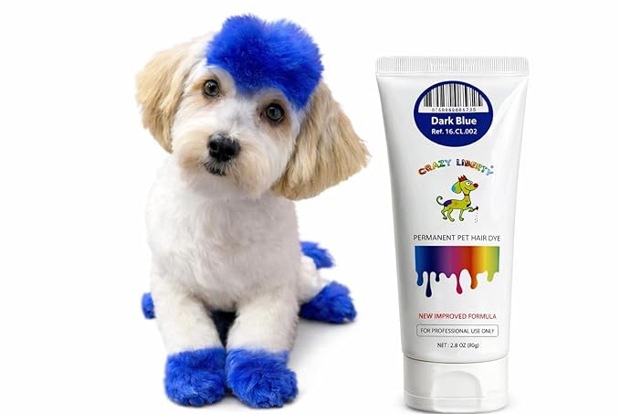 Crazy Liberty Permanent Pet Hair Dye for Dogs and Horses (Dark Blue) - Professional Grooming Color Gel, For Creative Groomers, 2.8 Fl Oz