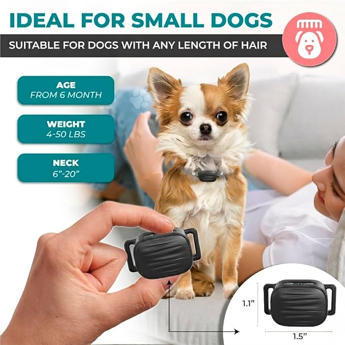 2 Pack Bark Collar for Small Dogs, No Shock Anti Bark Collar, Rechargeable Anti Barking Collar w/2 Vibration & Beep Modes, Waterproof Shockless Smart Dog Stop Barking Control Device