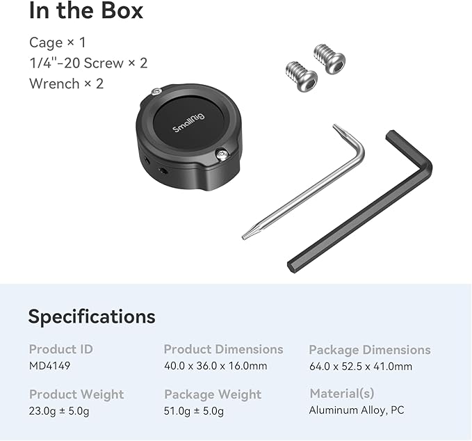 SMALLRIG Cage for AirTag with Dual 1/4"-20 Mounting Dual Screw Adapter Compatible Cage Plate - MD4149