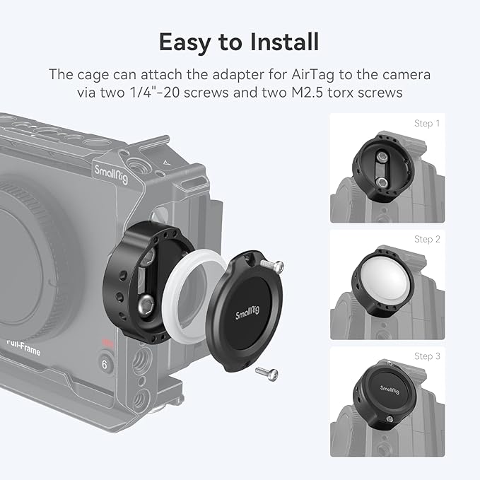 SMALLRIG Cage for AirTag with Dual 1/4"-20 Mounting Dual Screw Adapter Compatible Cage Plate - MD4149