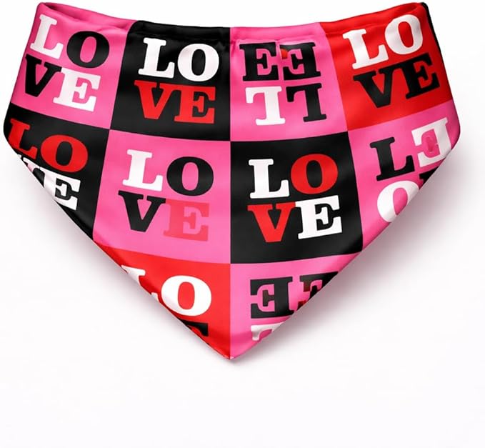Luxury Satin Dog Bandana – Slip-On Collar Style, Premium Pet Scarf for Medium, Large & XL Dogs – Special Occasion Accessory (Collar Not Included) (Medium - Extra Large, Love)