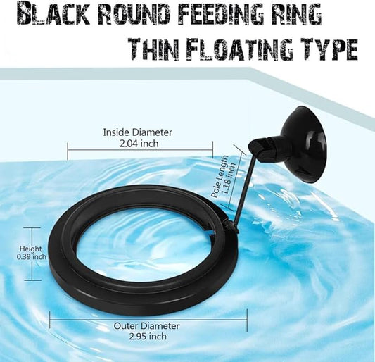 Fish Feeding Ring, Fish Safe Floating Food Feeder Circle Blue, with Suction Cup Aquarium, Square and Round Shape Fish Tank Towels - for Guppy, Betta, Goldfish, Etc (1 Circle)