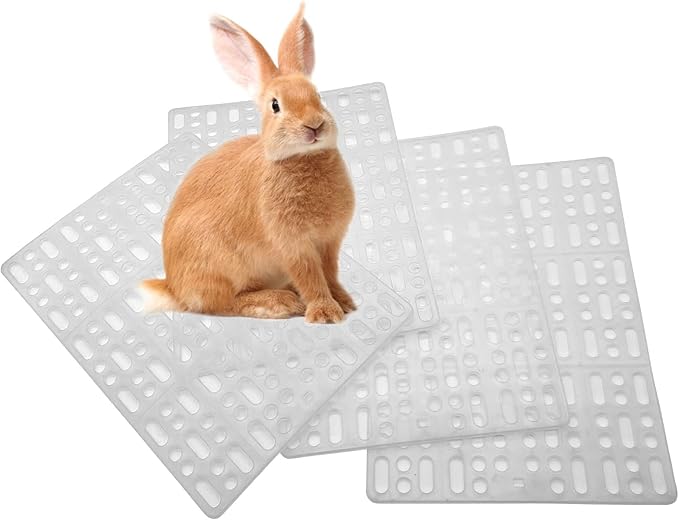 kathson 4 Pcs Rabbit Feet Pad Plastic Bunny Cage Floor Mat Foot Resting Hole Leak Water Nest Mat Pet for Small Animal Hamster Rat Chinchilla Guinea Pig Cats Dogs (White)