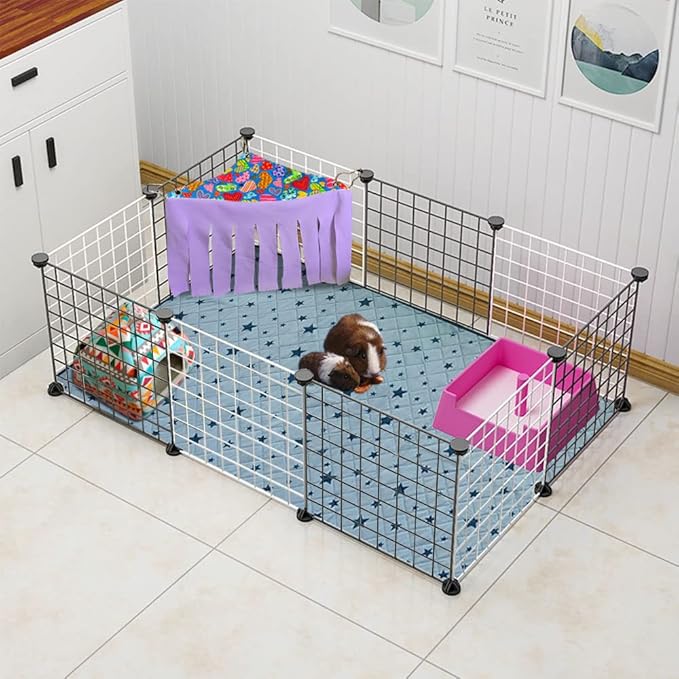 RIOUSSI Guinea Pig Hideout Hideaway Corner Fleece Toys Cage Accessories with Reversible Sides. Purple, Triangle