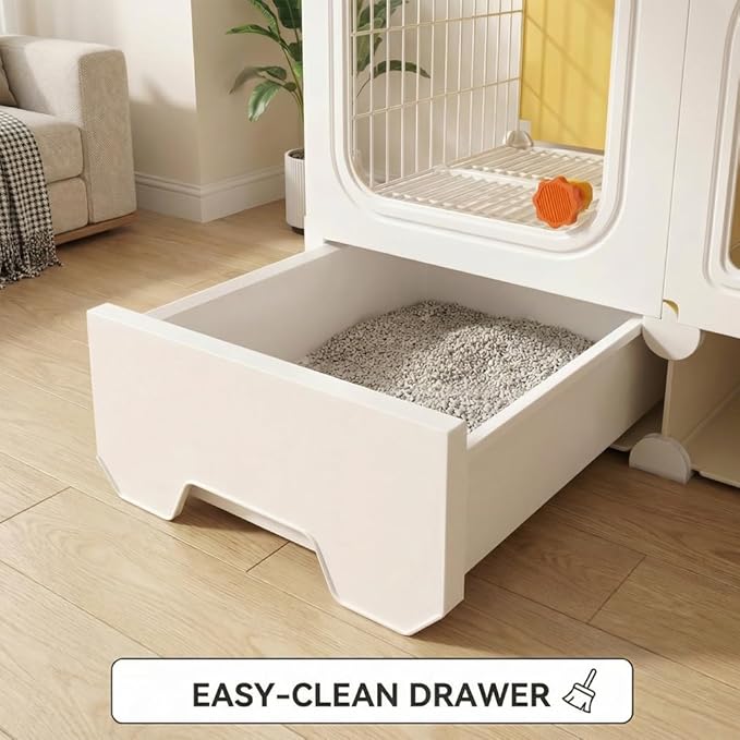 Rabbit Cage with Storage Space, Transparent Door & Waste Collection Tray – Sturdy, Spacious, & Easy-to-Clean – Ideal for Rabbits, Guinea Pigs, and Small Pets